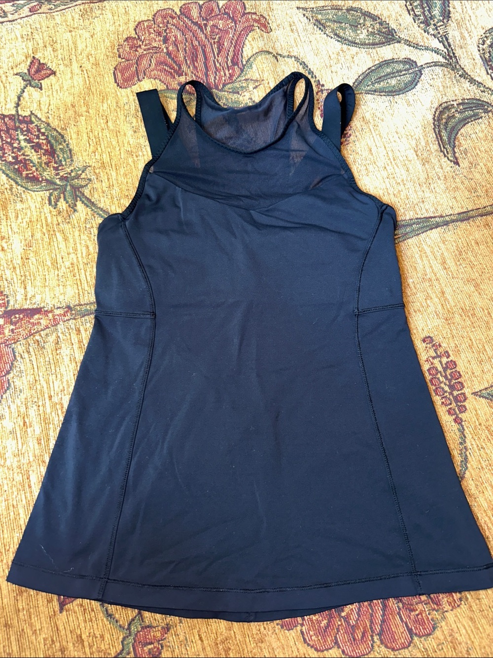 lululemon athletica Black Tank Top with Mesh Neckline sz S